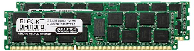 Picture of 64GB Kit (2x32GB) LRDIMM DDR3 1333 (PC3-10600) ECC Registered Memory 240-pin (4Rx4)